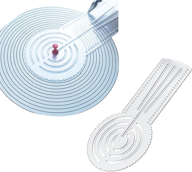 DAFENCHI 3-in-1 Mandala Ruler Tool with Holes, Mandala Dot Art Circle Maker, Compass Protractor Straight Ruler for Dot Art Geometric Mandala Pattern Design, Small Size (15cm/6") - Image 1